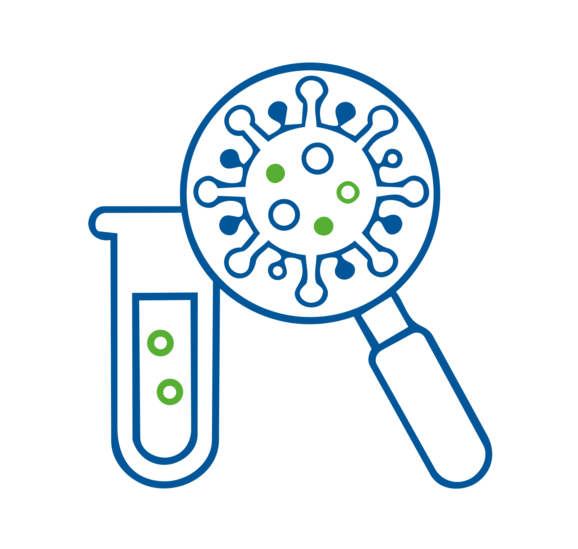 Magnifying glass and test tube icon representing advanced microbiological testing.