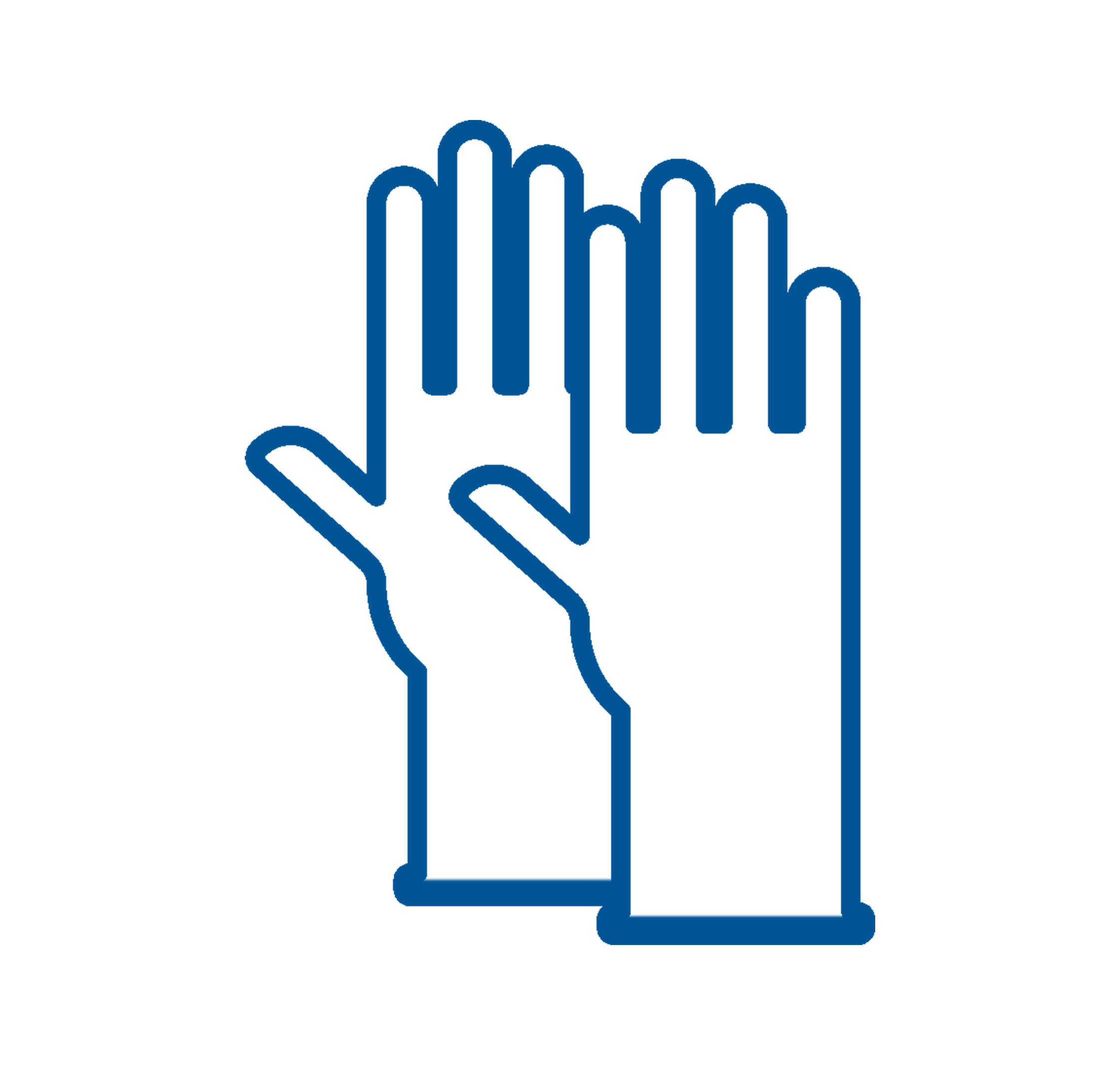 Icon of protective gloves representing risk assessment of critical product groups.