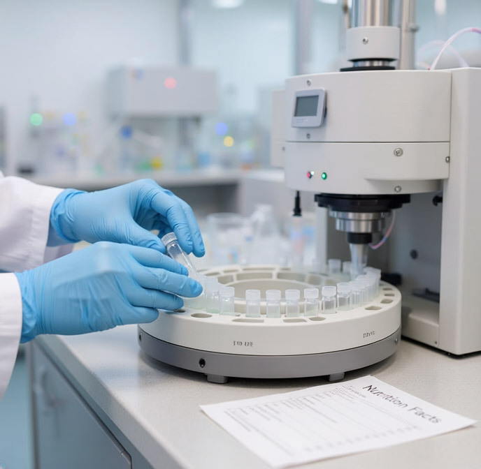 A person wearing a lab coat is adjusting a machine, highlighting their role in a scientific setting.