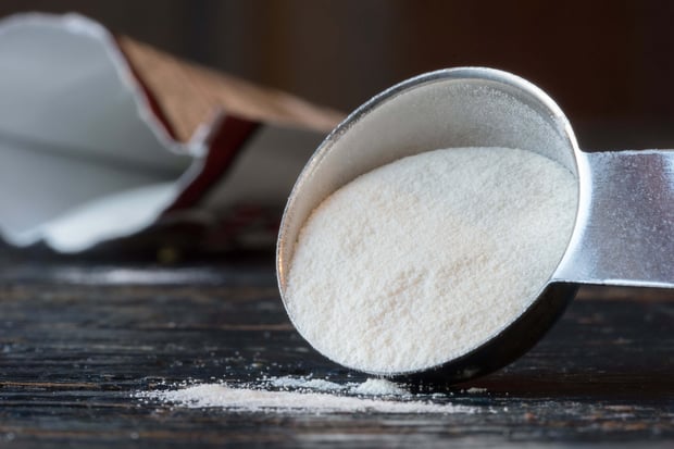Xanthan Gum Spilled from a Teaspoon.