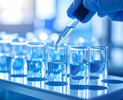 Pharmaceutical sample prepared for endotoxin testing in an accredited laboratory.