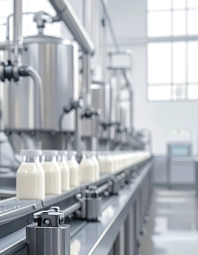Milk production line used for hygiene indicator testing.