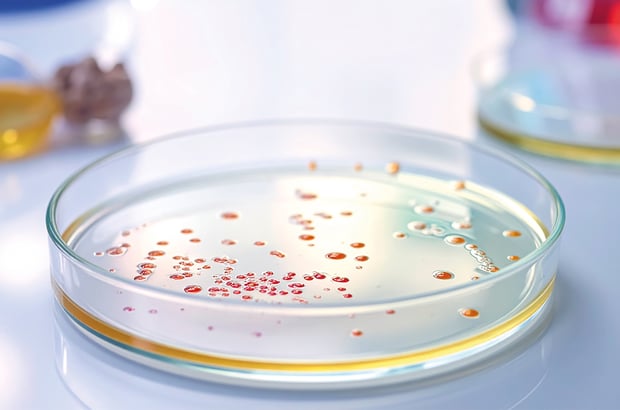 Selective agar plate used for pathogen detection in a food safety context.