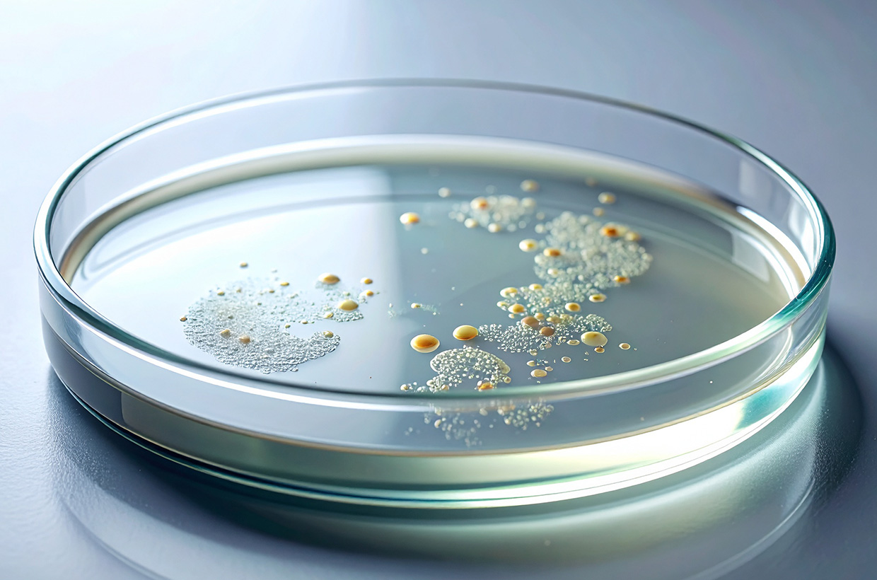 Microbiological culture and testing of food samples for pathogen detection and quality assessment.