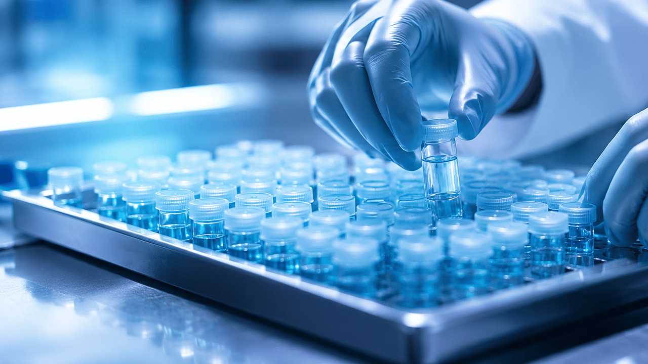 Sterility testing of pharmaceutical products in an accredited laboratory.