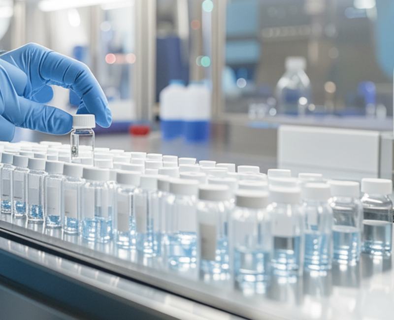 Sterility test samples prepared under aseptic conditions in an accredited laboratory.