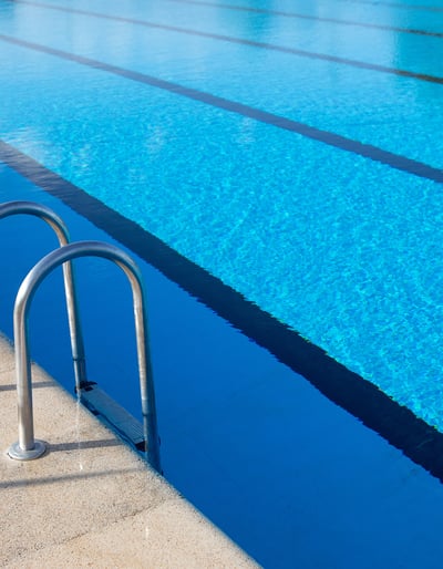 Swimming pool water system monitored for Legionella and microbiological hygiene.