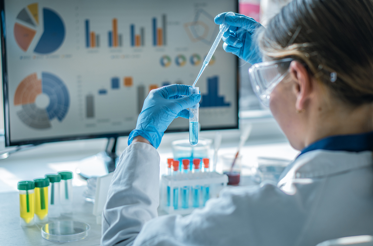 Pharmaceutical sample prepared for microbial purity testing in an accredited laboratory.