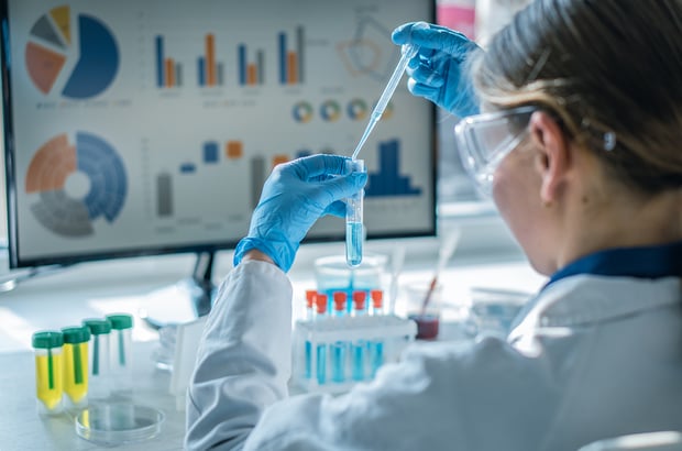 Pharmaceutical sample prepared for microbial purity testing in an accredited laboratory.
