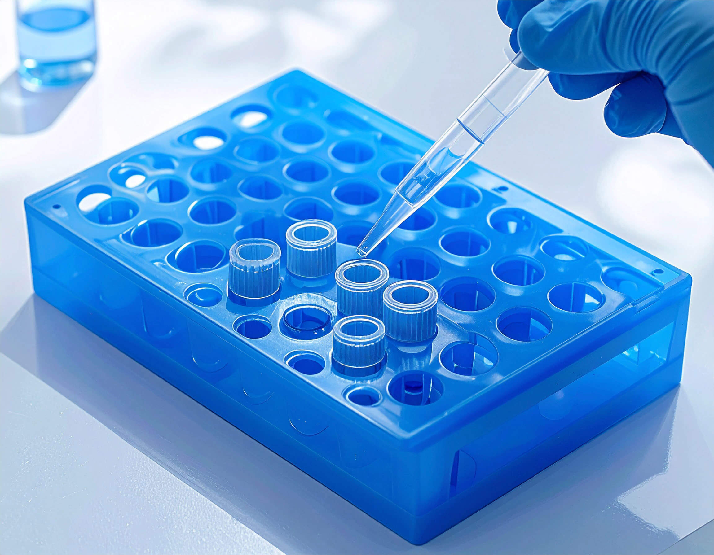 A person holding a test tube while performing a laboratory procedure.
