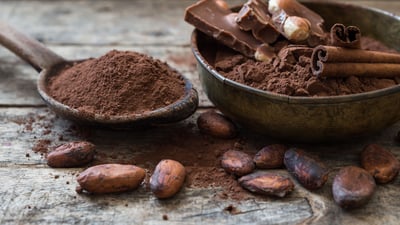 Cocoa, cocoa beans and chocolate.