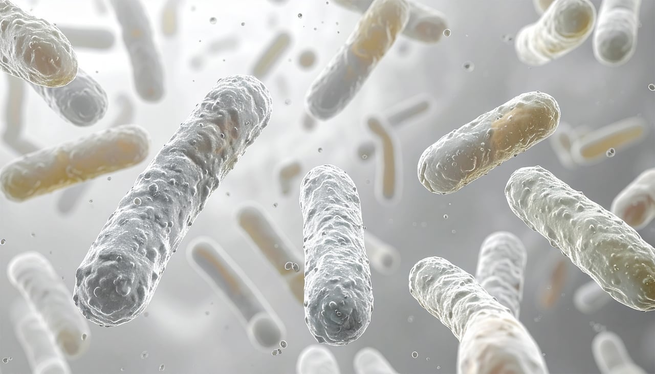 Visualisation of pathogenic bacteria representing pathogen testing and food safety analysis.